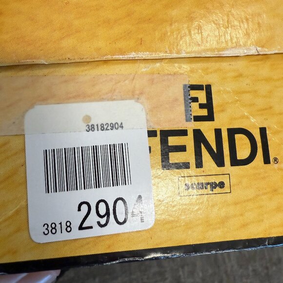 FENDI Vintage "Scarpe" Satin Print Pumps w Gold Heels (Fendi Box w Fendi Tissue) - Picture 4 of 8